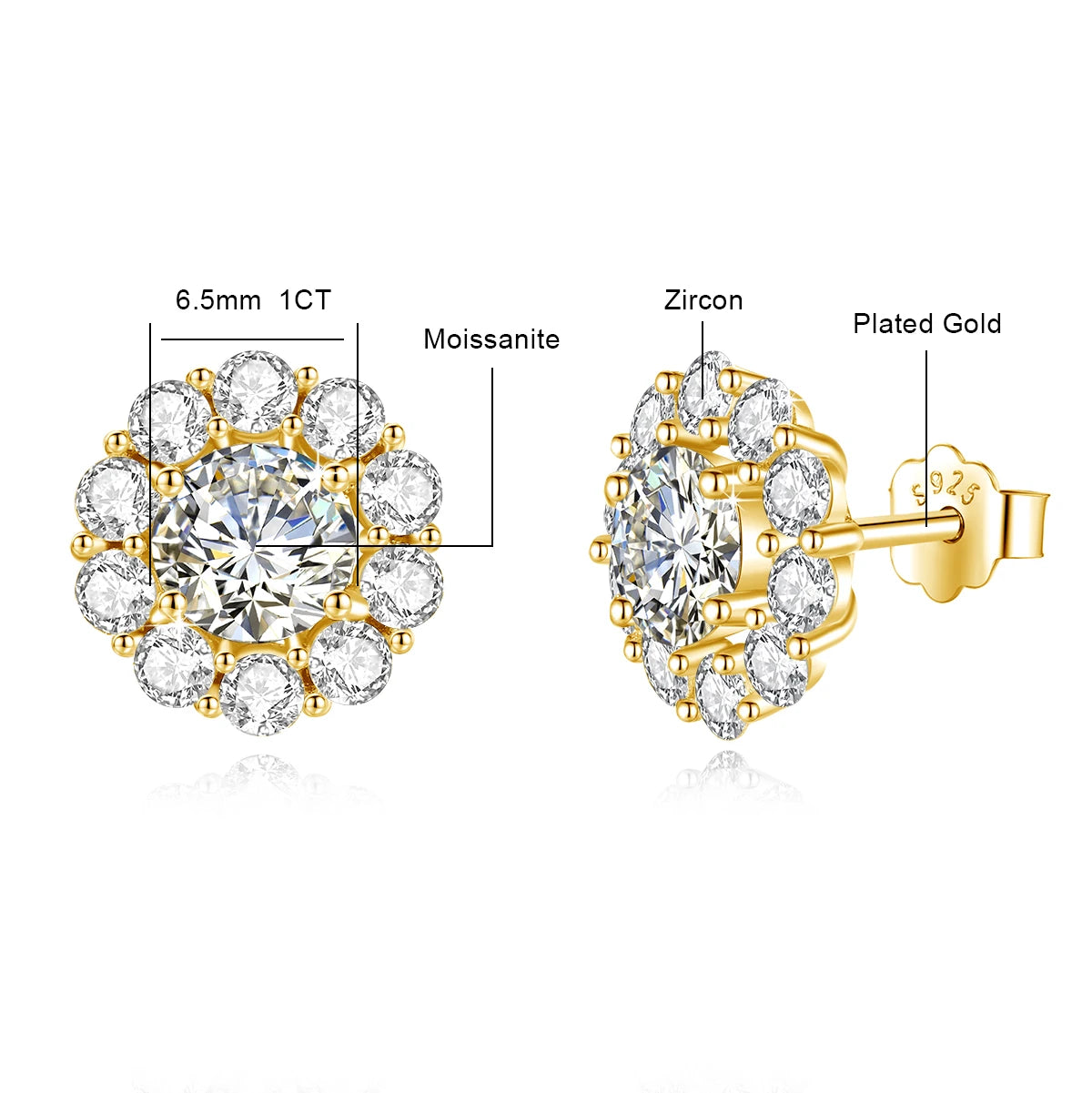 2Ct Moissanite Diamond Flower Stud Earrings - Ornalux
