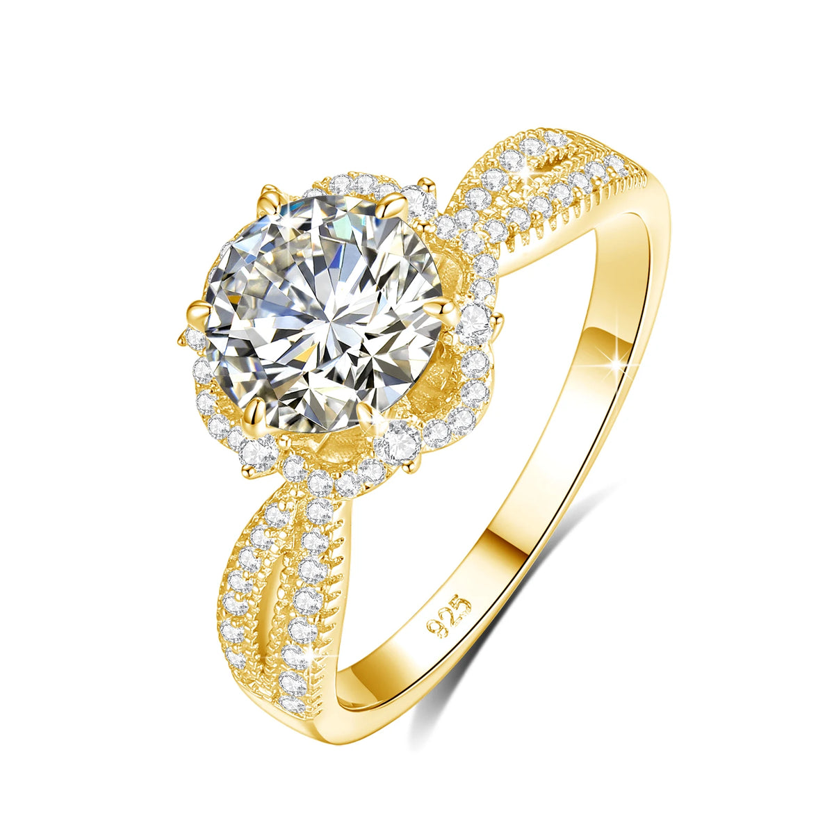 D Color Moissanite Flower Engagement Ring - Ornalux