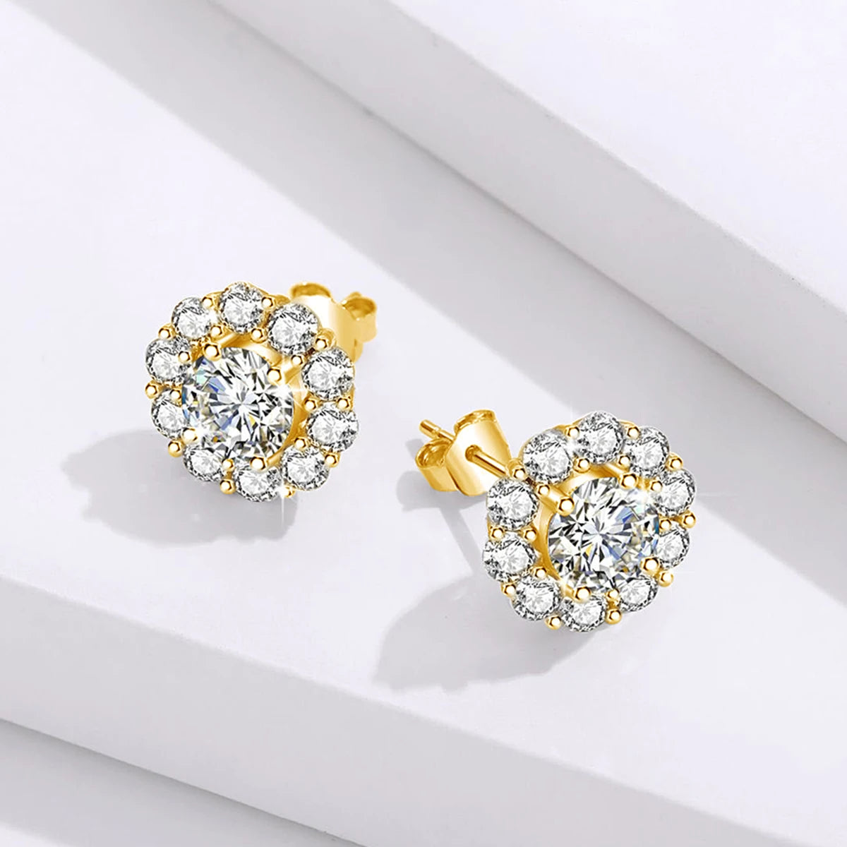 2Ct Moissanite Diamond Flower Stud Earrings - Ornalux