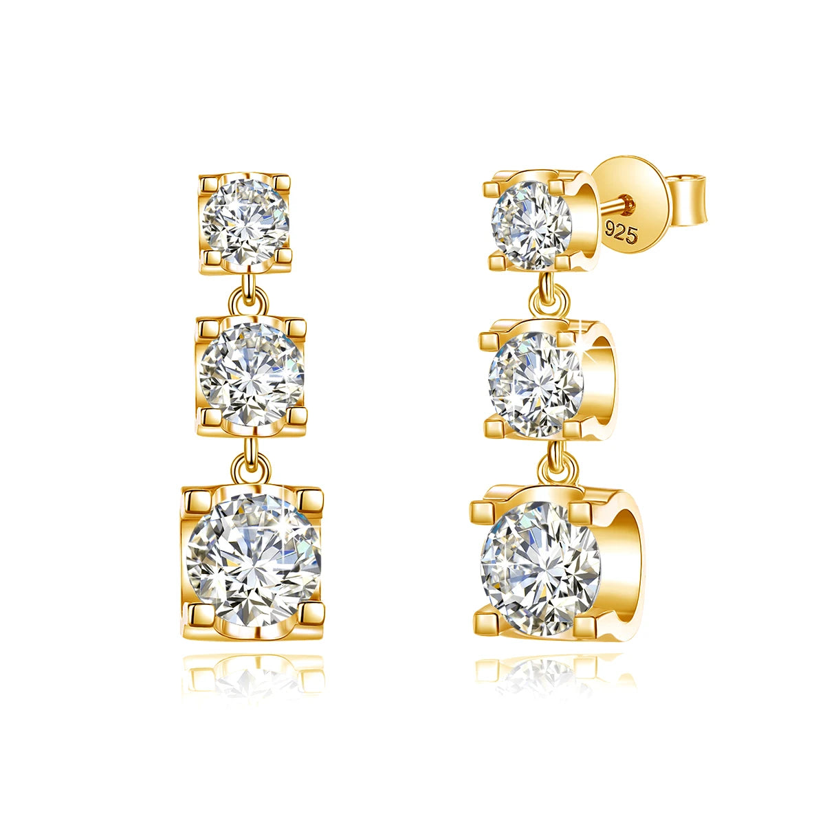 D Color VVS1 Moissanite Drop Earrings - Gold & Silver - Ornalux