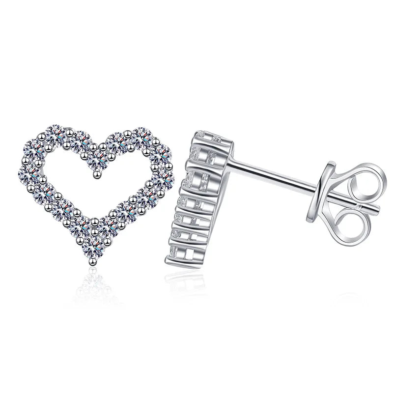 Heart Moissanite Stud Earrings D Color - Ornalux