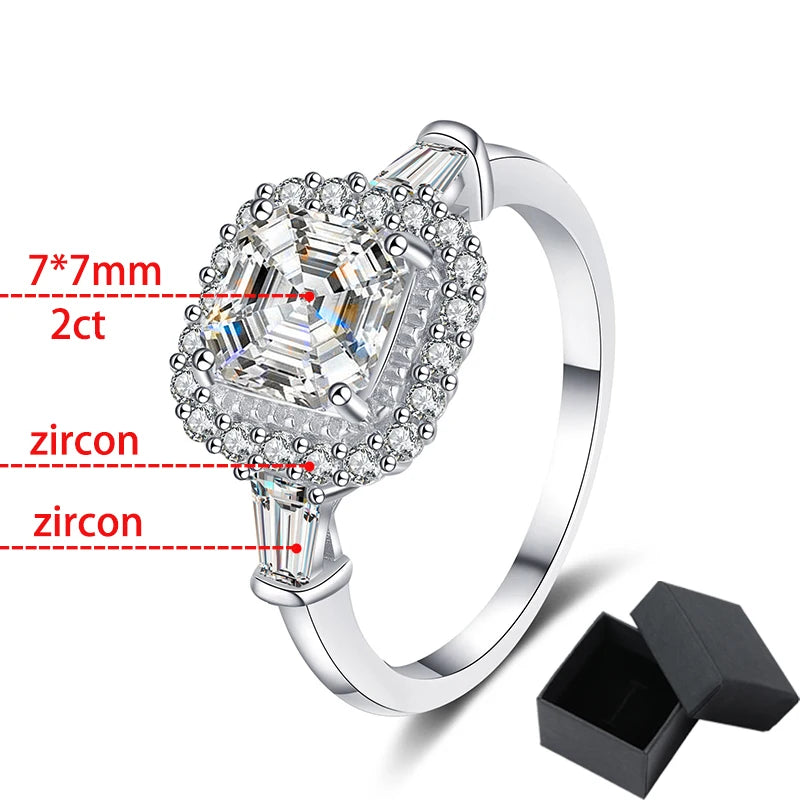 Luxury 2Ct Asscher Cut Moissanite Ring - Ornalux