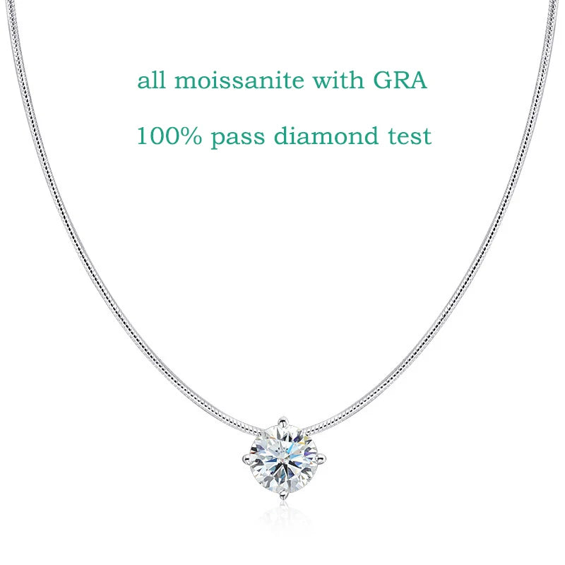 2CT Certified Moissanite Necklace - Sparkling Pendant - Ornalux