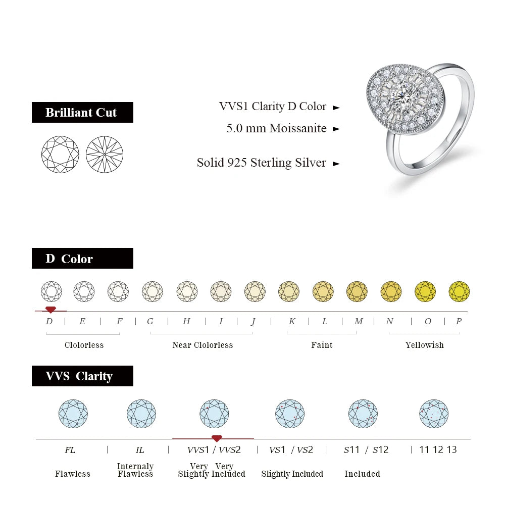 D/VVS1 Round Cut All Moissanite Diamond Ring -  Fine Jewelry Gift - Ornalux