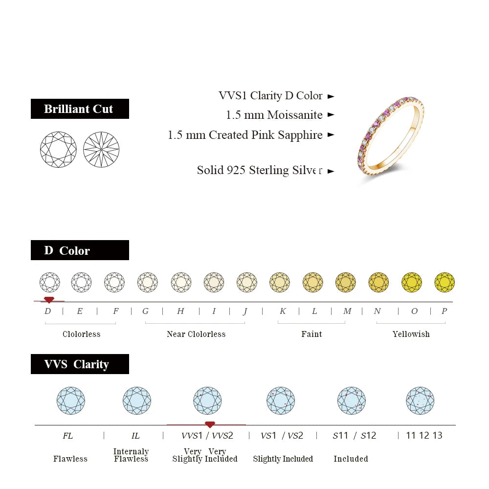 Moissanite Wedding Jewelry Band - Multi Colors - Ornalux