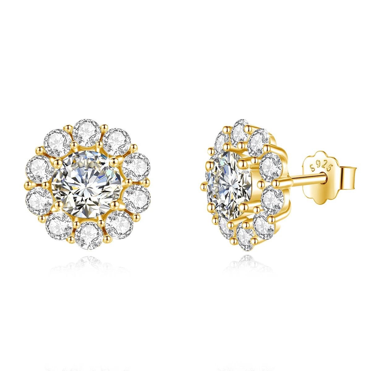 2Ct Moissanite Diamond Flower Stud Earrings - Ornalux
