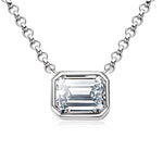 1CT Emerald Cut Moissanite Pendant - 925 Sterling Silver - Ornalux