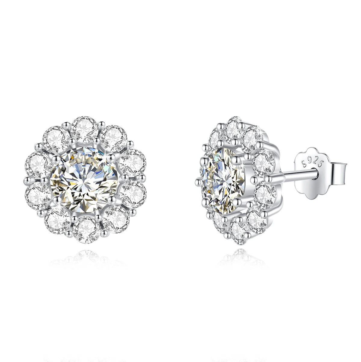 2Ct Moissanite Diamond Flower Stud Earrings - Ornalux