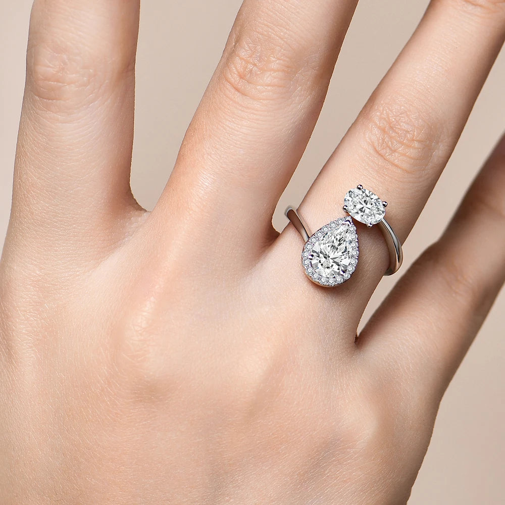 Luxury D Color 1.5CT Pear Cut Moissanite Ring - Ornalux