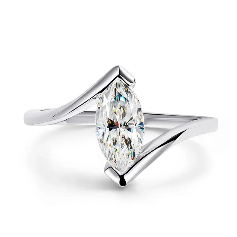 1 Carat Horse Eye Marquise Cut Moissanite Ring - Ornalux