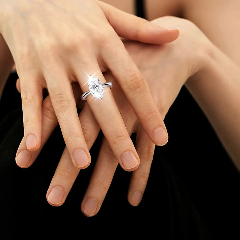 3 Carat Marquise Moissanite Cut Engagement Ring - Ornalux