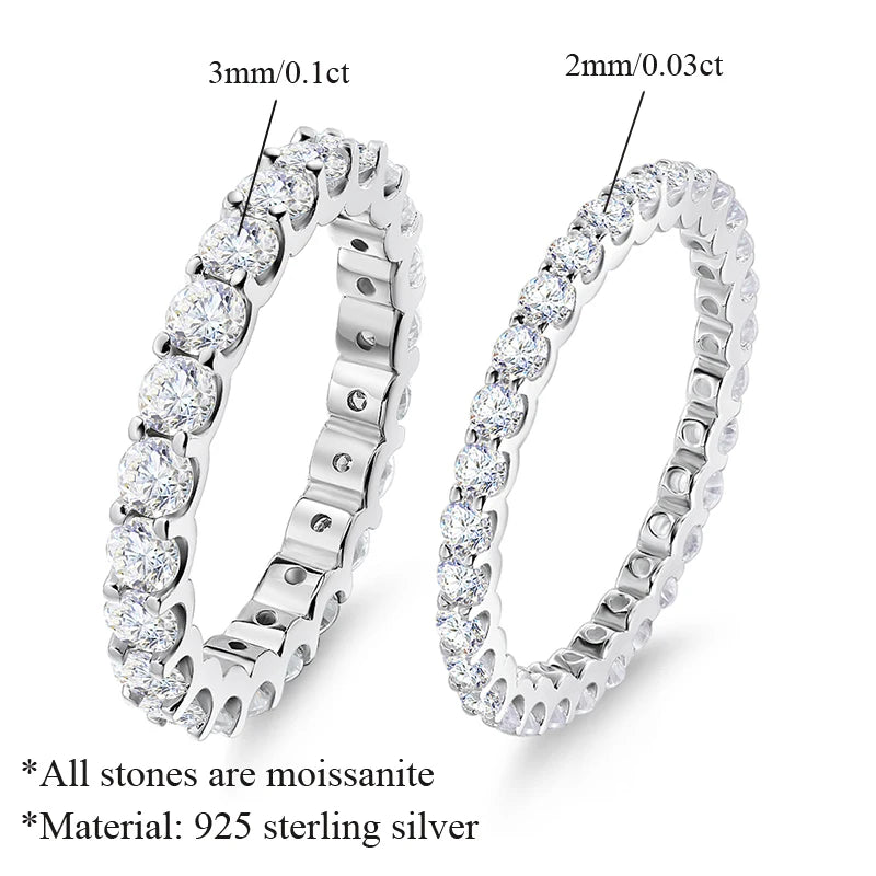 3mm All Moissanite Ring Full Eternity Band - Ornalux