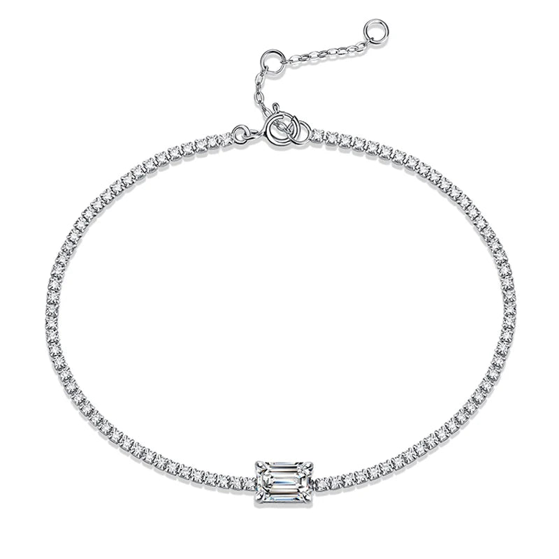 Luxury 1Ct Emerald Cut Moissanite Tennis Bracelet - Ornalux