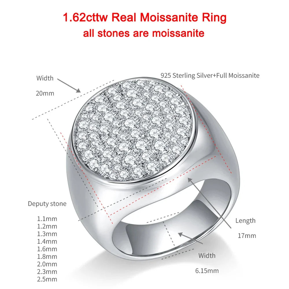Luxury Moissanite Hip Hop Ring for Men - D Color VVS1 - Ornalux