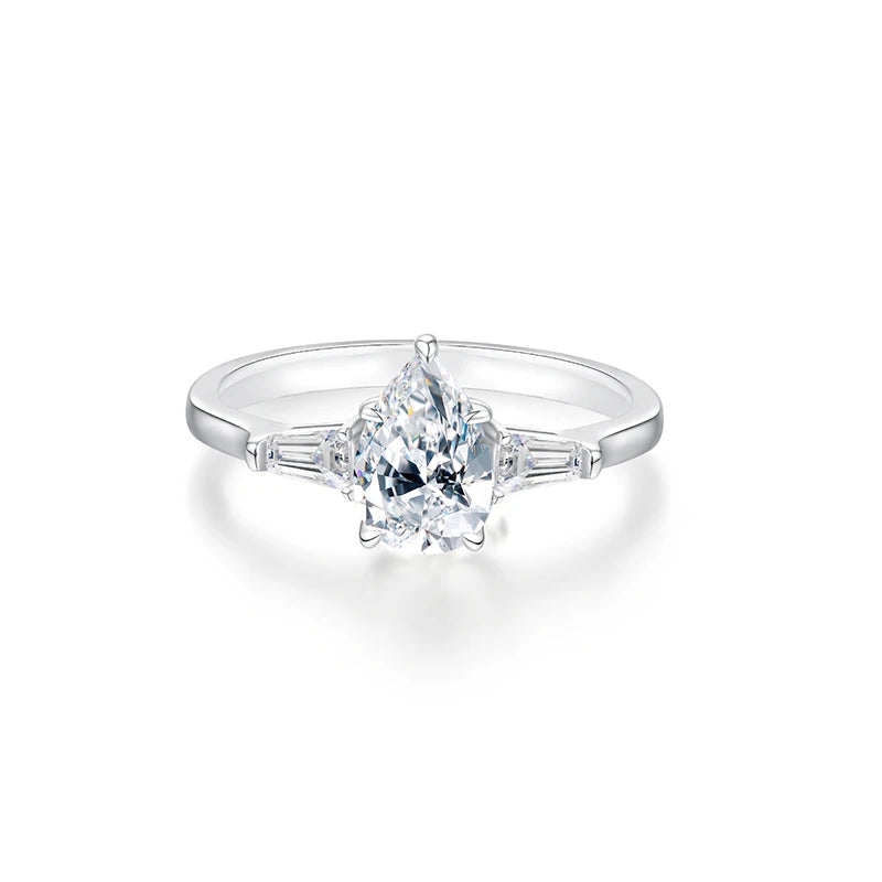 D Color 1.5CT Pear Cut Moissanite Bridal Ring - Ornalux