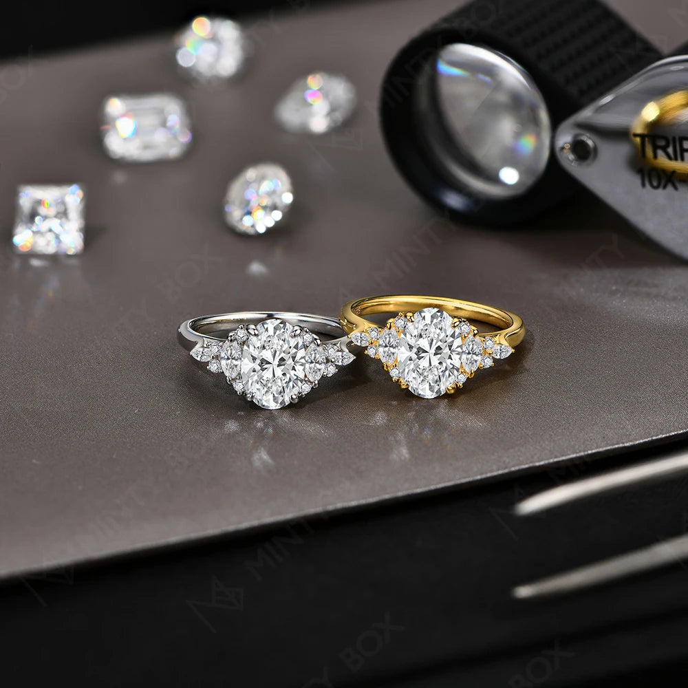3Ct Oval Cut Moissanite Diamond Engagement Ring - Ornalux