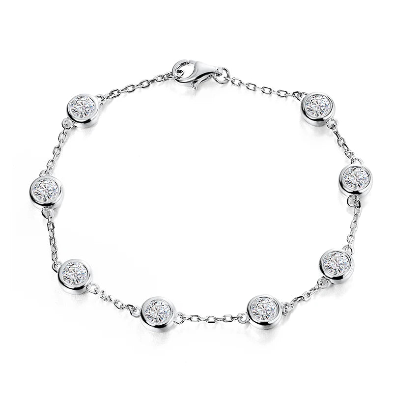 D Color Moissanite Diamond Bracelet - Round Cut - Ornalux