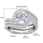 3PCS Moissanite Diamond Rings Set - GRA Certified - Ornalux