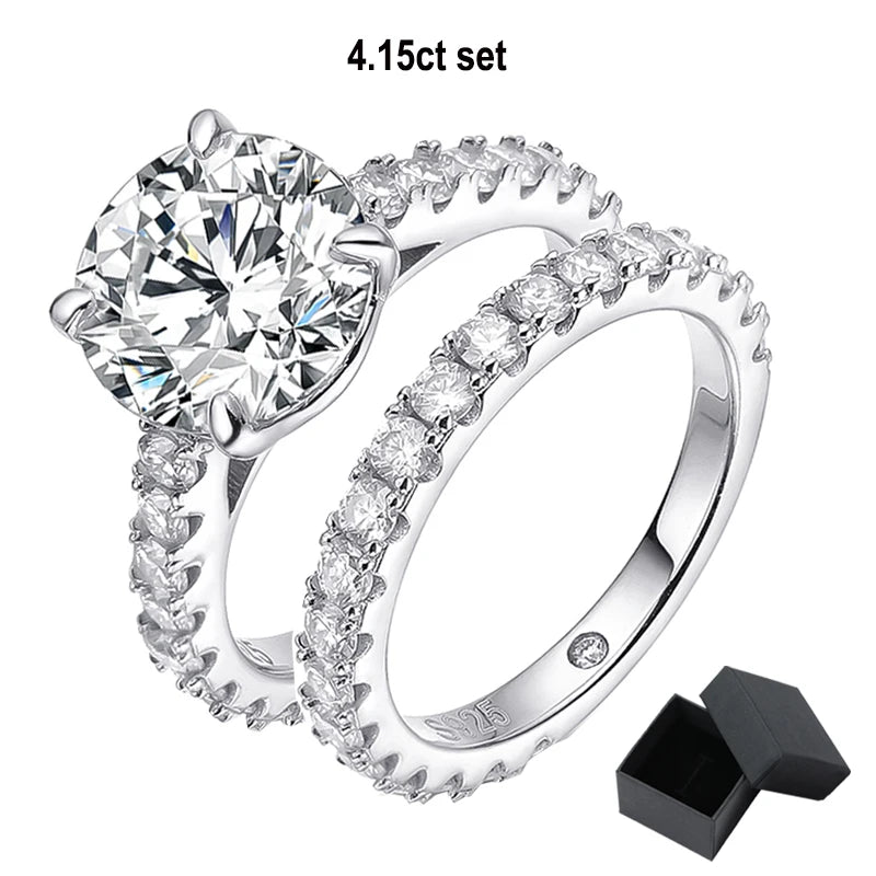 Luxury 4.15Cttw Moissanite Wedding Diamond Ring Set - Ornalux