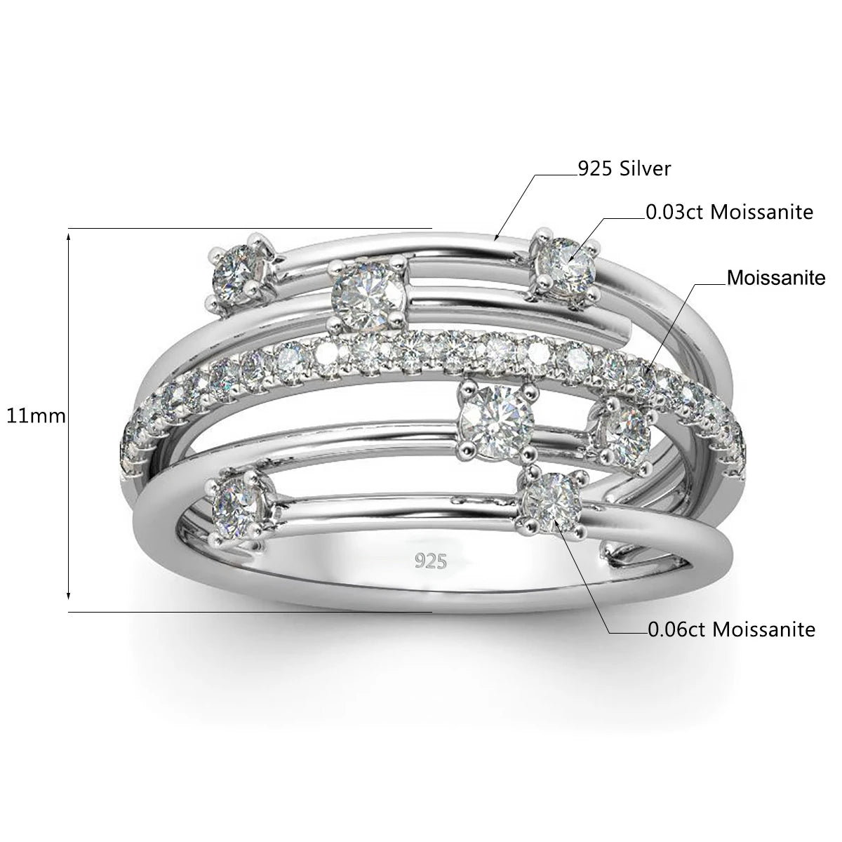 Trendy Moissanite Ring Eternity Wedding Band - Ornalux