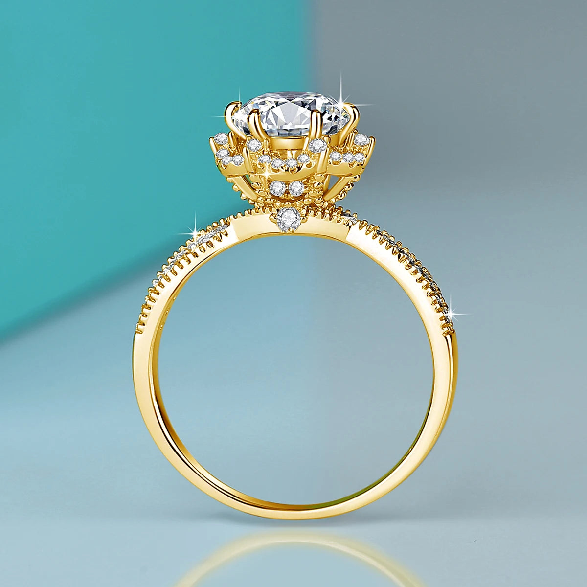 D Color Moissanite Flower Engagement Ring - Ornalux