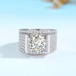 Real Silver Men's Moissanite Ring 4Ct Hip Hop Jewelry - Ornalux