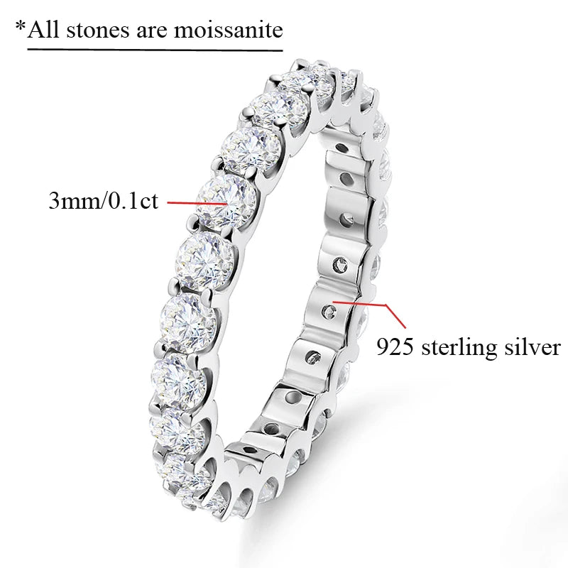 3mm All Moissanite Ring Full Eternity Band - Ornalux