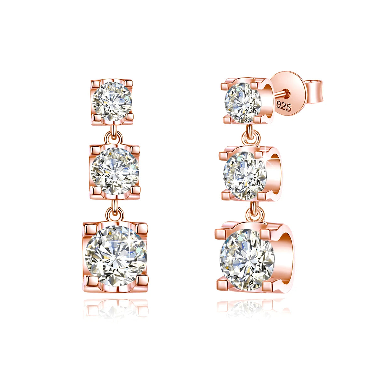 D Color VVS1 Moissanite Drop Earrings - Gold & Silver - Ornalux