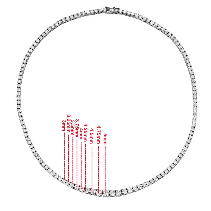 Luxury All Moissanite Tennis Necklace - 18k White Gold - Ornalux
