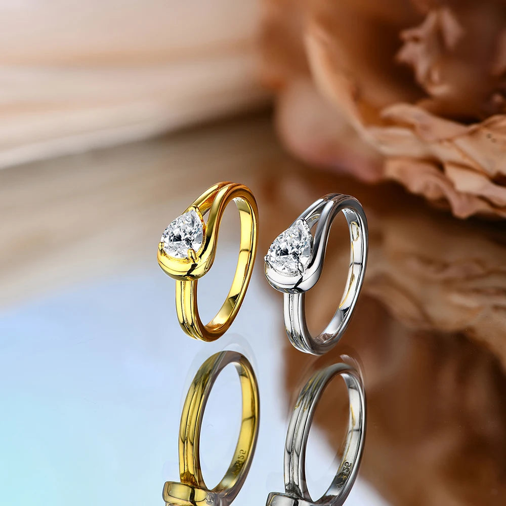 Pear Cut Moissanite Engagement Hug Ring - Ornalux