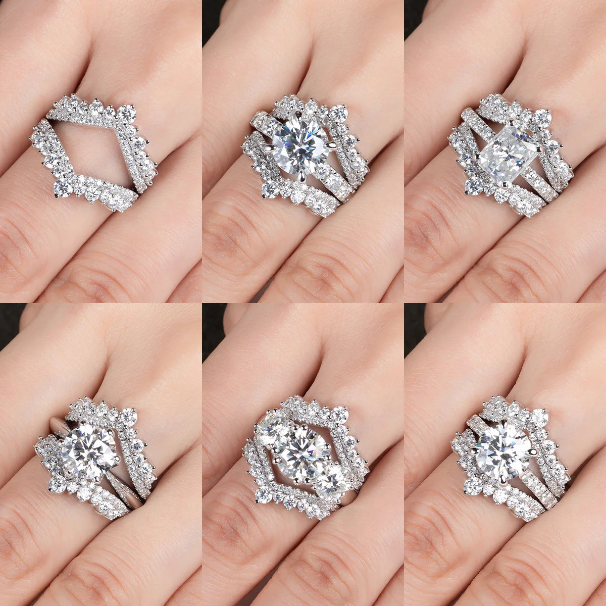 Certified D Color Moissanite Bridal Ring Set - Ornalux
