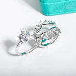 3CT D Color Moissanite Bridal Ring Set - Exquisite Elegance - Ornalux
