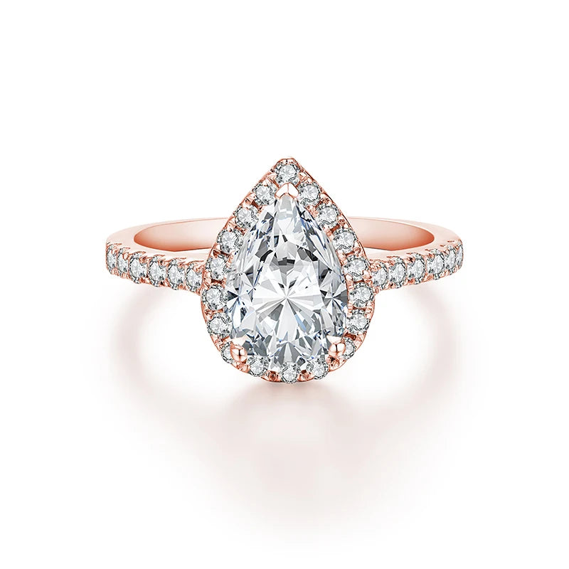 Luxury Pear Cut 2CT Moissanite Engagement Ring - D Color - Ornalux