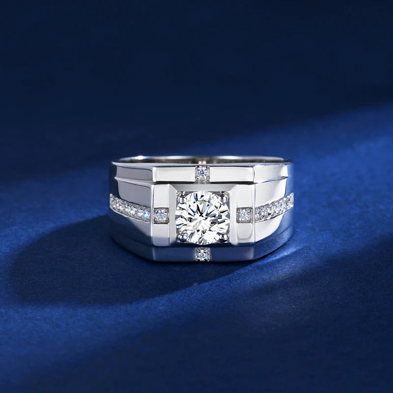 1Ct D VVS1 Moissanite Ring For Men - Luxury Jewelry Gift - Ornalux
