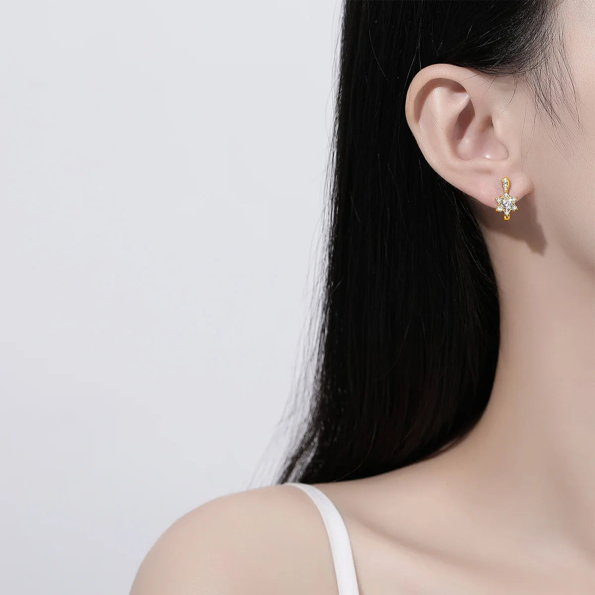 Certified 4.5mm Moissanite Star Earrings - Ornalux