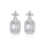 Vintage Style Emerald Cut Moissanite Drop Earrings - Ornalux