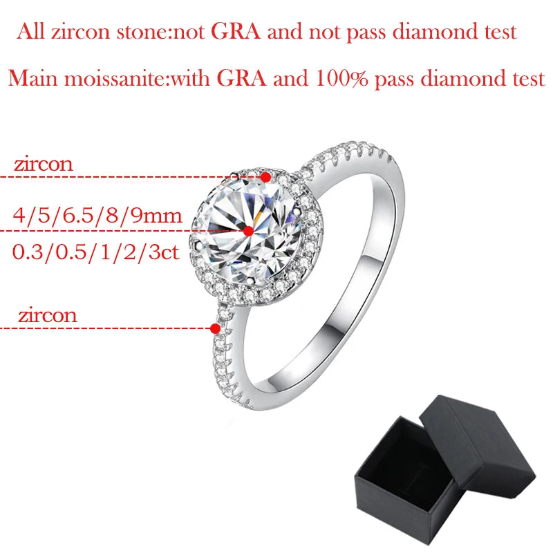 3CT Sparkling D Color Moissanite Engagement Ring - Ornalux