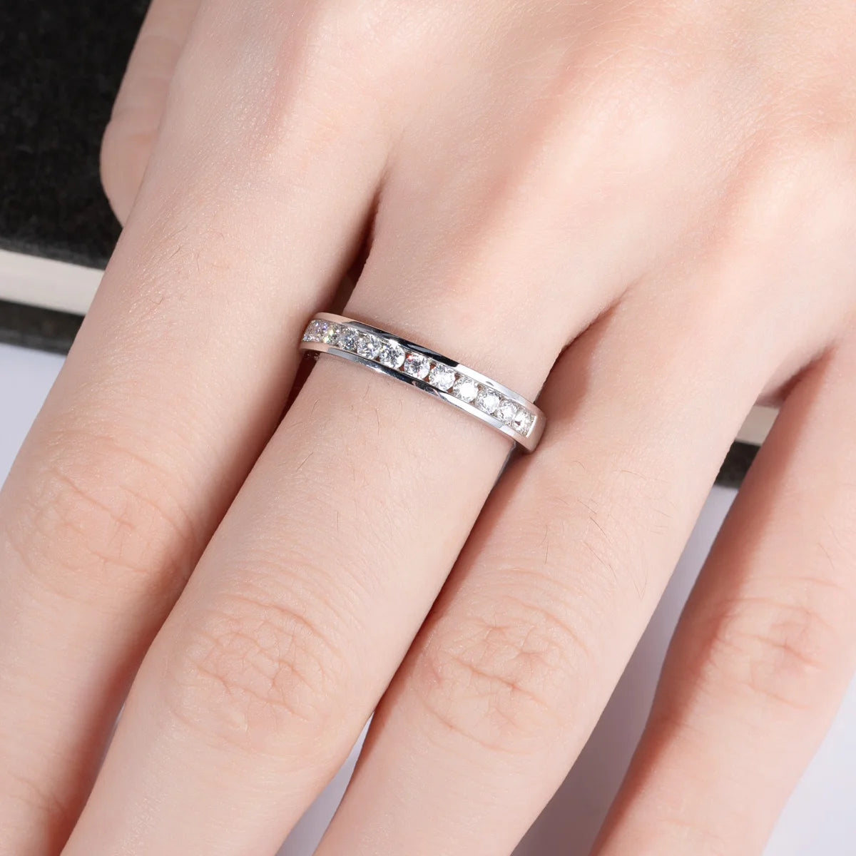 2mm Round Cut Moissanite Wedding Band - Ornalux