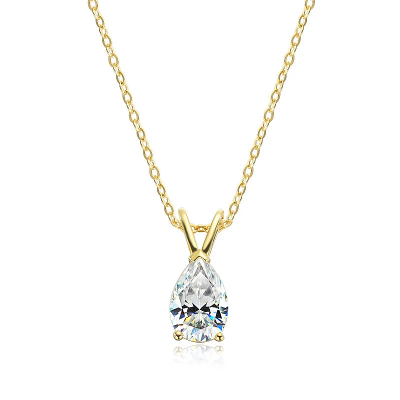 18k Plated 1.5CT Pear Cut Moissanite Diamond Necklace - Ornalux