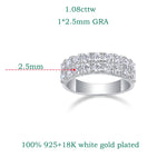 Sparkling Moissanite Ring 3 Row Design Eternity Bands - Ornalux