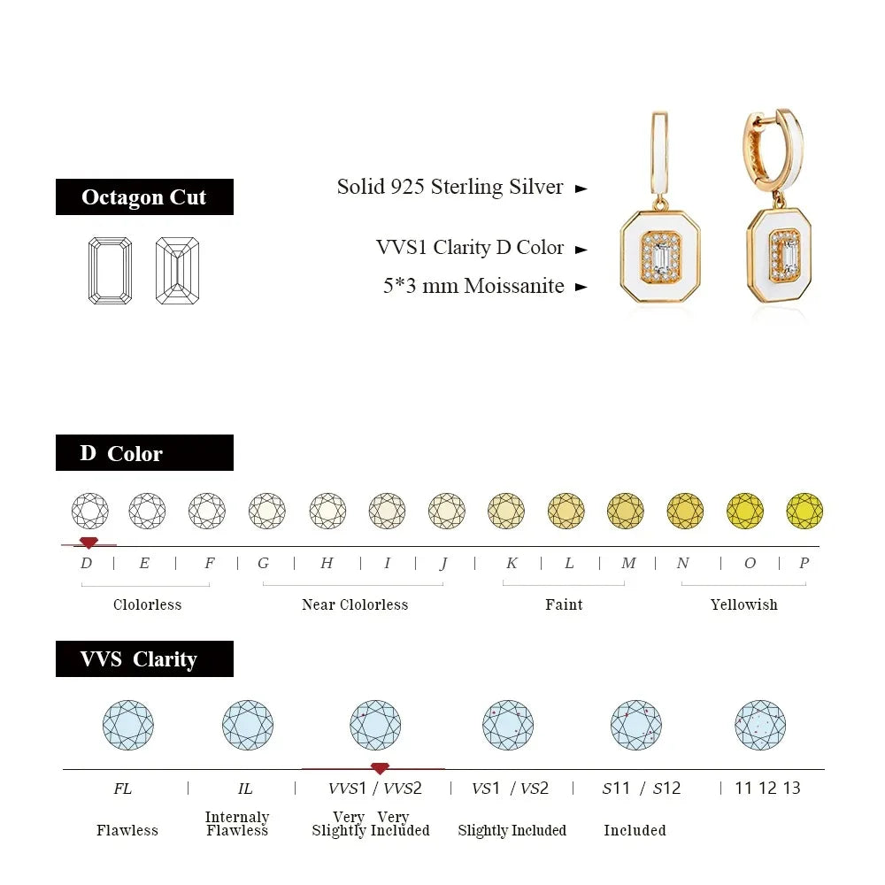 Luxury D VVS1 Moissanite Earrings - Classic Design - Ornalux