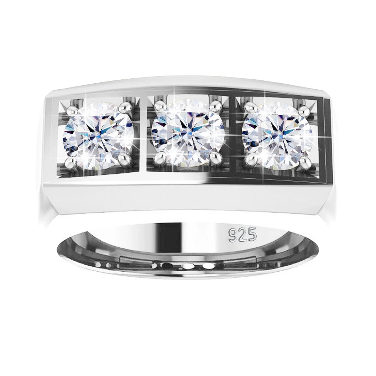 Luxury 3 Stone Moissanite Ring 925 Sterling Silver - Ornalux