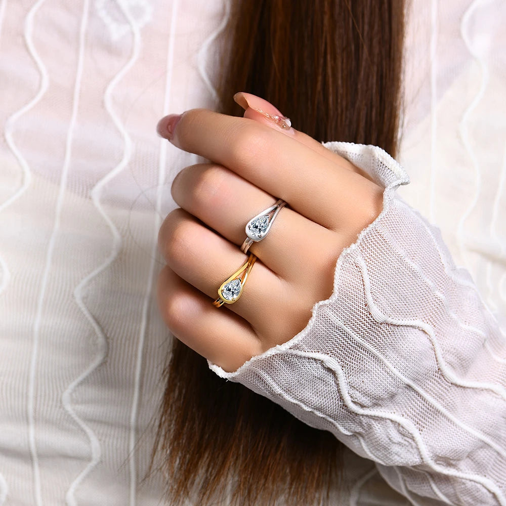 Pear Cut Moissanite Engagement Hug Ring - Ornalux