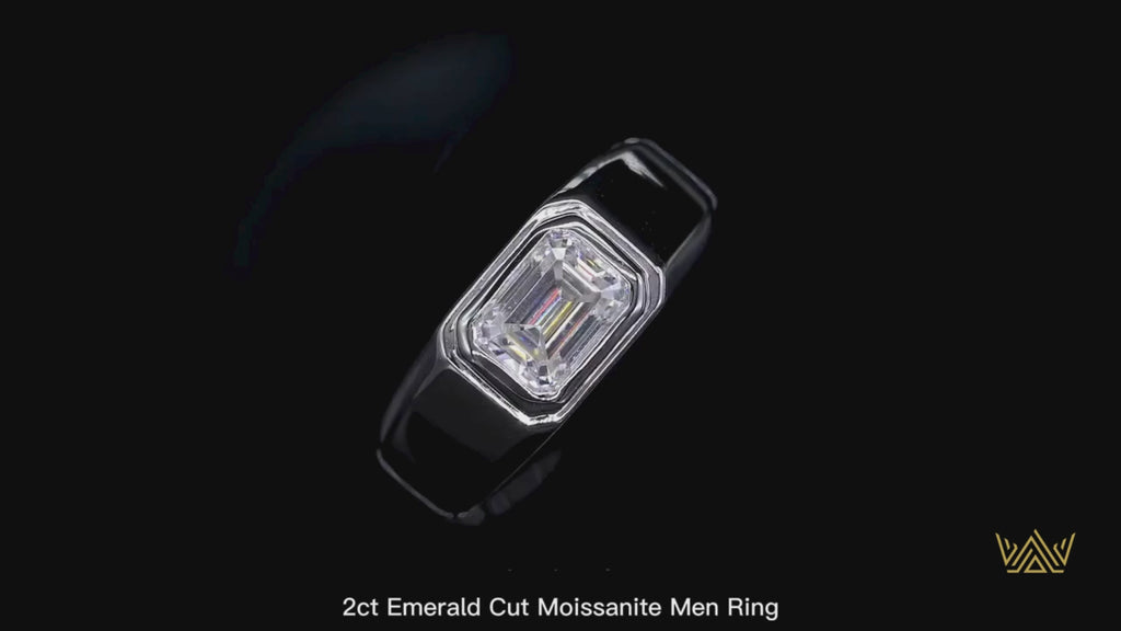 2ct D Color Moissanite Men's Ring