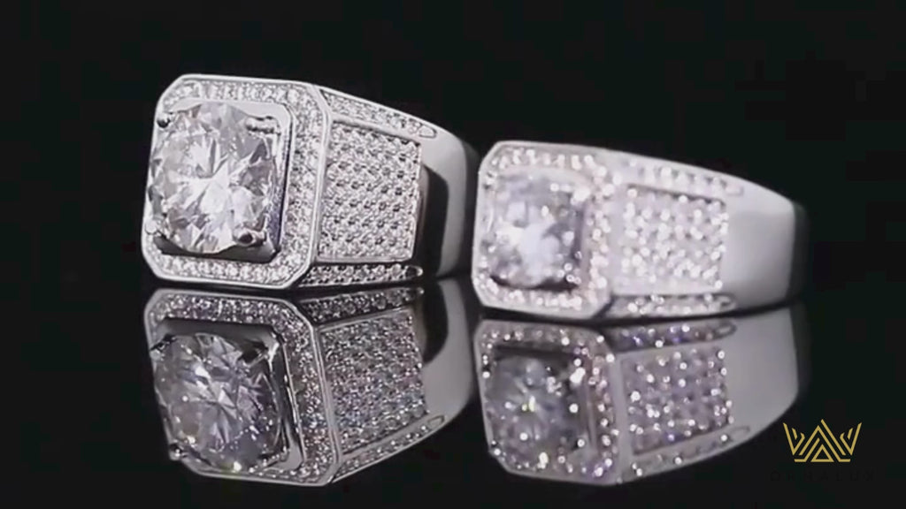 Luxury 2-5CT Moissanite Men's Ring - D Color Brilliant Halo Wedding Band