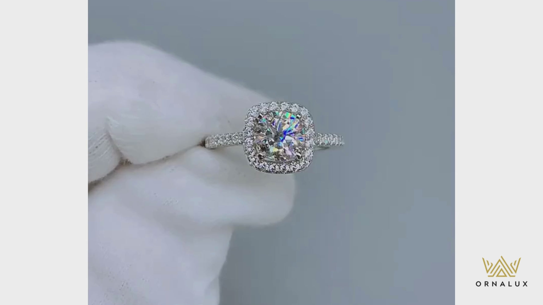 3ct Moissanite Diamond Halo Engagement Ring