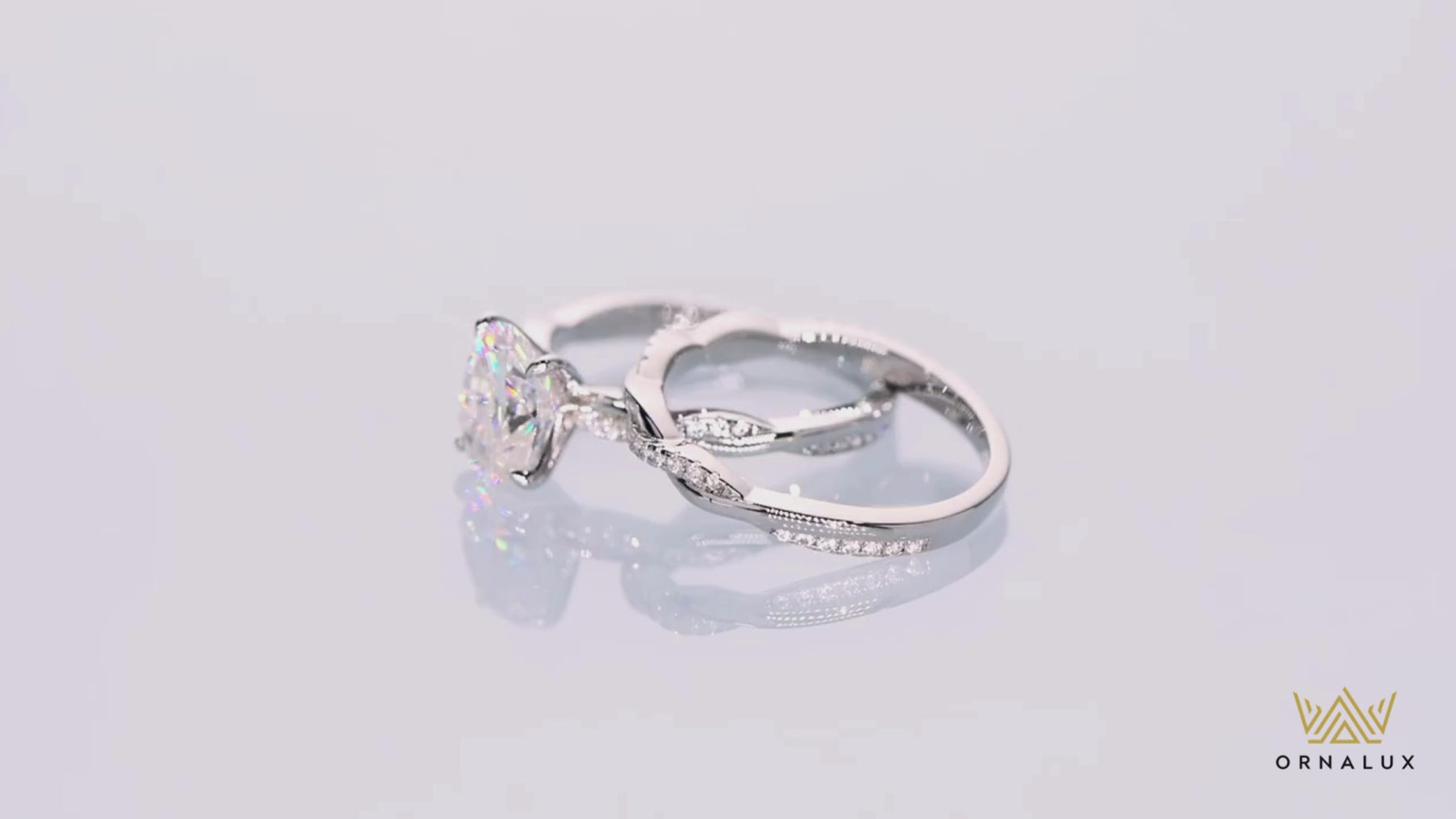 Certified 2Ct D Color Oval Cut Moissanite Bridal Ring Set