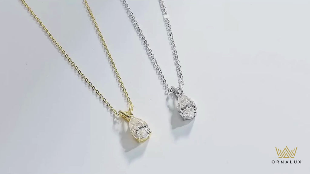 18k Plated 1.5CT Pear Cut Moissanite Diamond Necklace