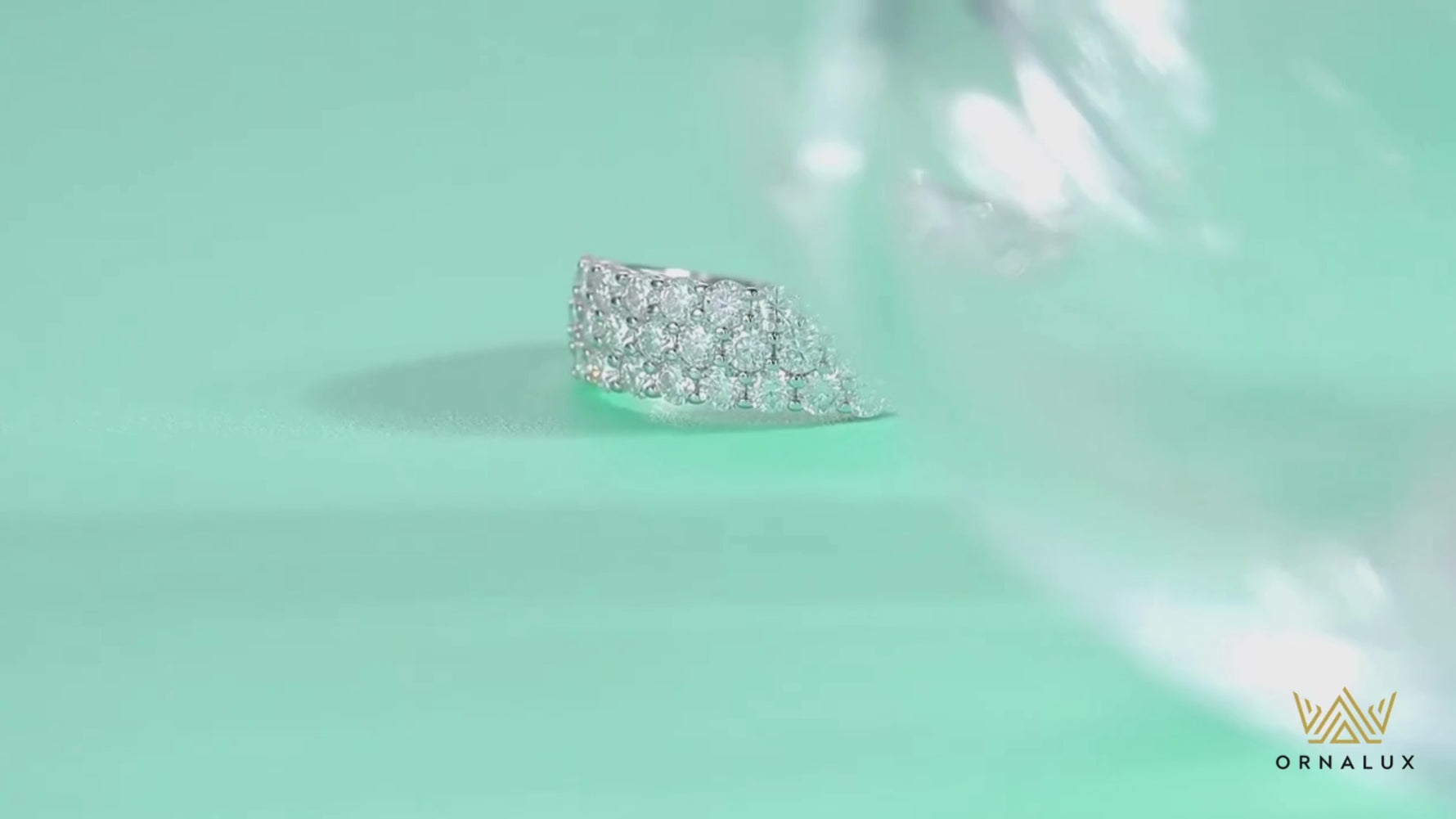 Sparkling Moissanite Ring 3 Row Design Lab Diamond Eternity Bands