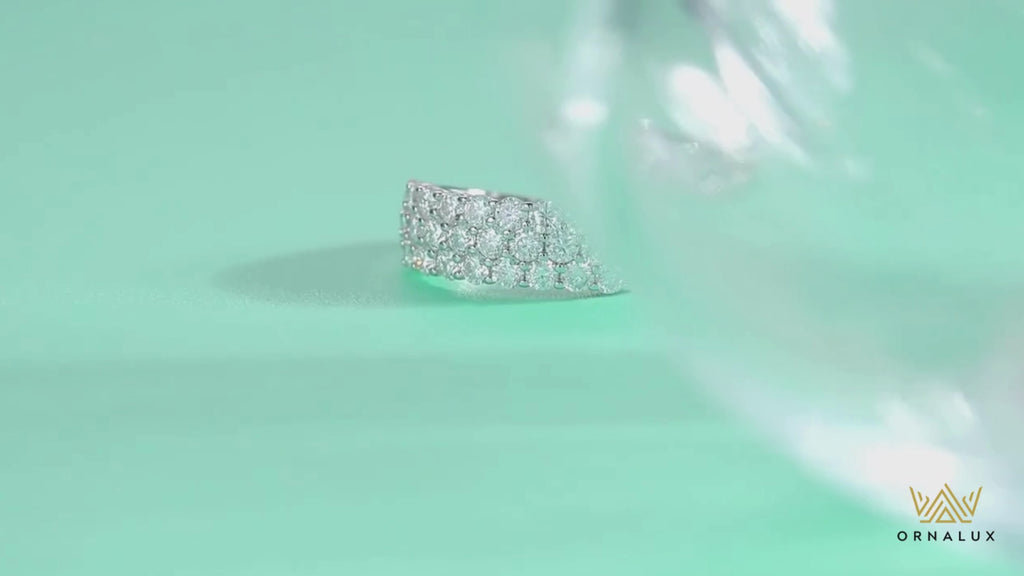 Sparkling Moissanite Ring 3 Row Design Lab Diamond Eternity Bands